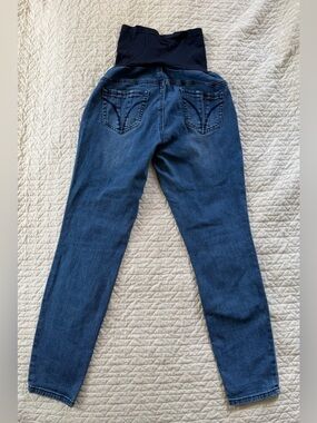 IndigoBlue Dark Blue Maternity Skinny Jeans with Black Panel